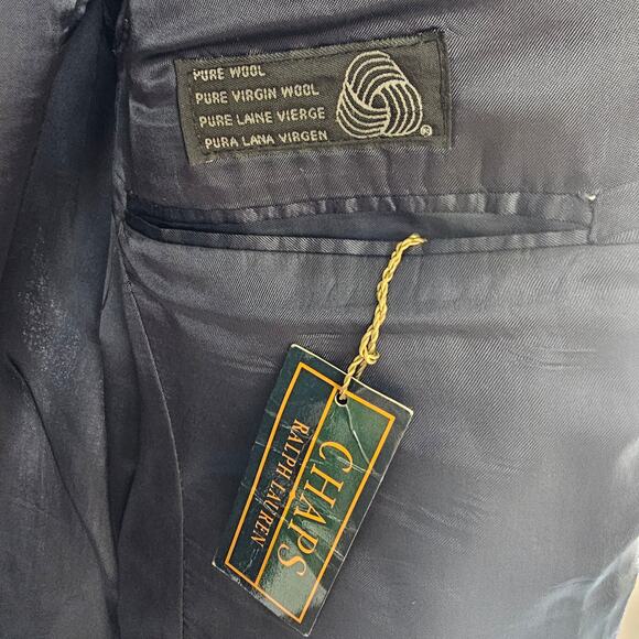 Chaps Ralph Lauren Navy Wool Blazer 42T Gold Crest Buttons 90s Vintage - Picture 6 of 7